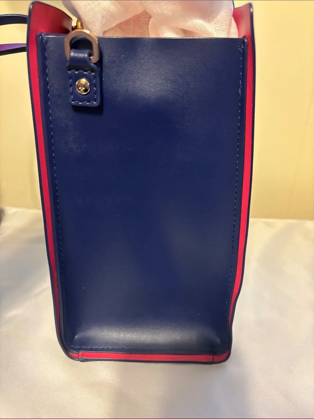 EUC Kate Spade Arbour Hill Small Elodie Leather Satchel Tote Navy Fuchsia